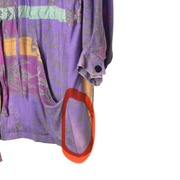 Vintage 90s Passports Pier 1 Patchwork Print Gauze ETHNIC Hoodie Jacket Size S - Picture 7 of 10